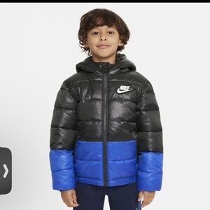 NIKE Size 12 Month Boys Infant Full-Zip Puffer Jacket Winter Coat Black Blue NEW